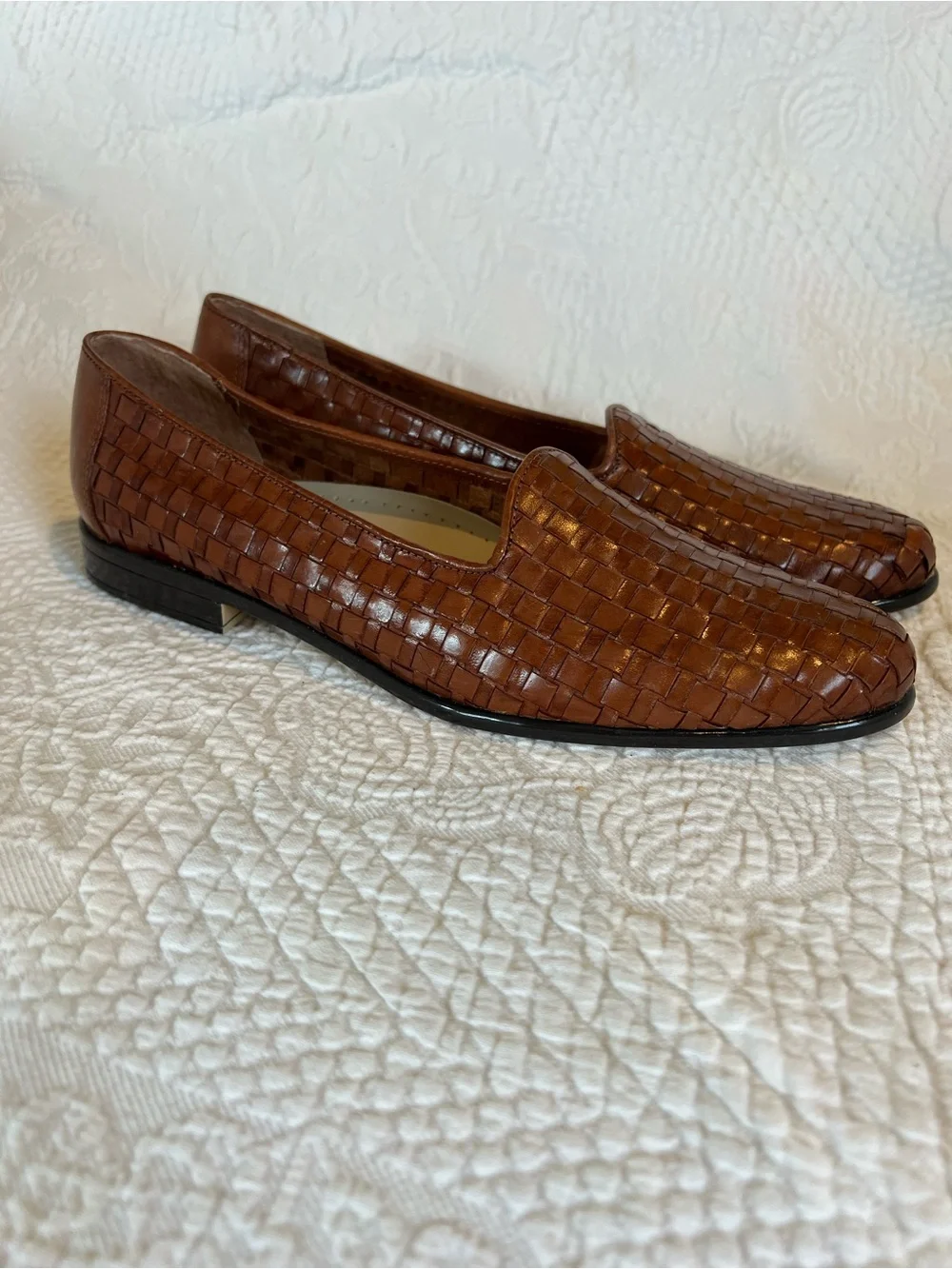 💙 Trotters Brown Woven Leather Slip On Loafers - 8.5 Narrow
